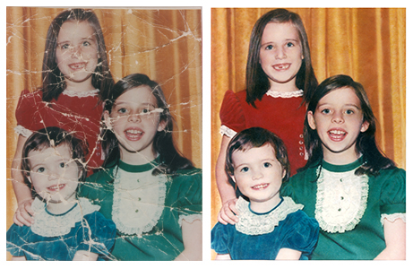 Restoration of Three Girls in a Photograph-by Kathryn Rutherford-Heirloom Art Studio